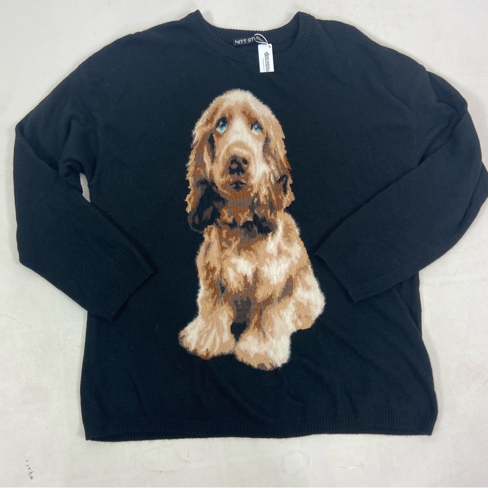 Nitt Studio Jackie O Neck Sweater lambswool blend puppy dog sweater - Picture 3 of 11